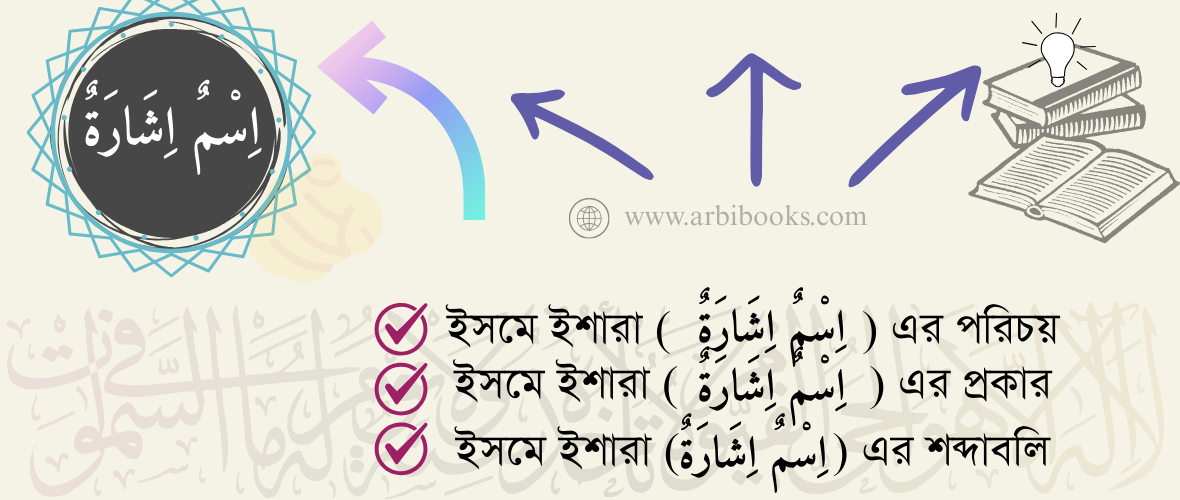 ইসমে ইশারা (اِسْمٌ اِشَارَةٌ) এর পরিচয়। ইসমে ইশারা (اِسْمٌ اِشَارَةٌ) এর প্রকারভেদ। ইসমে ইশারা (اِسْمٌ اِشَارَةٌ)এর শব্দাবলি। ইসমে ইশারা (اِسْمٌ اِشَارَةٌ) এর মৌলিক নিয়মাবলী।